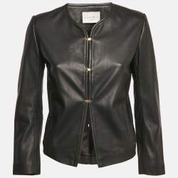 Sandro Black Hook Leather Jacket S