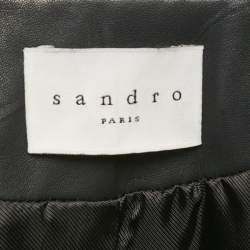 Sandro Black Hook Leather Jacket S