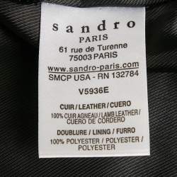 Sandro Black Hook Leather Jacket S