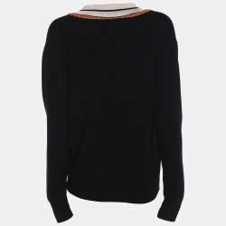 Sandro Black Wool Knit Full Sleeve V Neck Sweater M