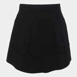 Sandro Black Rib Knit Front Pocket Mini Skirt M