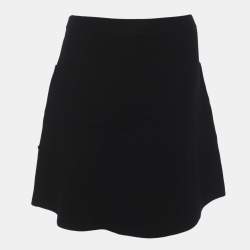 Sandro Black Rib Knit Front Pocket Mini Skirt M