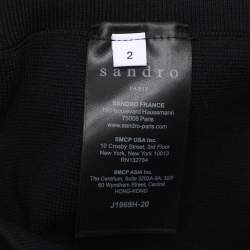Sandro Black Rib Knit Front Pocket Mini Skirt M