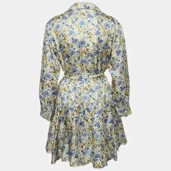 Pre Owned Sandro Multicolor printed Silk Belted Mini Dress M