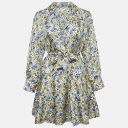 Pre Owned Sandro Multicolor printed Silk Belted Mini Dress M