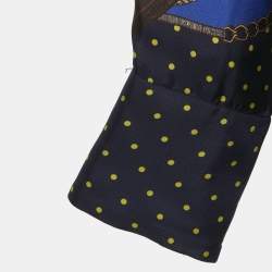 Sandro Navy Blue Printed Silk Long Sleeve Shirt M