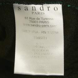 Sandro Green/Black Textured Abstract Knit Top S