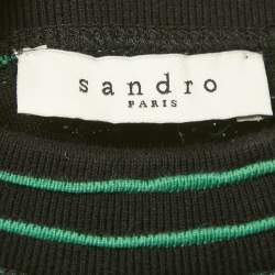 Sandro Green/Black Textured Abstract Knit Top S