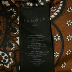 Sandro Brown Bandana Print Silk Gathered Mini Dress M