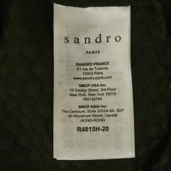 Pre Owned Sandro Black Satin/Jacquard Flounce Mini Dress S