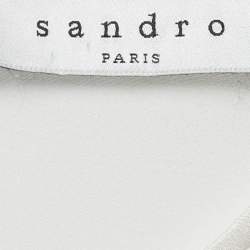 Pre Owned Sandro Black Satin/Jacquard Flounce Mini Dress S