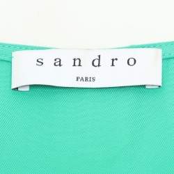 Sandro Green Crepe Viscose Ruffled Detail Top L