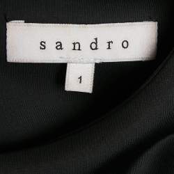 Sandro Black Jersey and Textured Crepe Mini Dress S