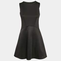 Sandro Black Jersey and Textured Crepe Mini Dress S