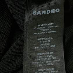 Sandro Black Crochet Trim Pleated Knit Long Dress S