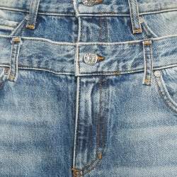 Sandro Blue Blue Layered Waist High Rise Wide Leg Jeans S Waist 24"