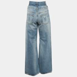 Sandro Blue Blue Layered Waist High Rise Wide Leg Jeans S Waist 24"
