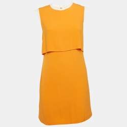 Sandro Orange Crepe Sleeveless Mini Dress S