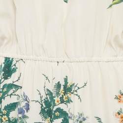 Sandro Green Floral Print Silk Ruffled Mini Dress L