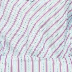 Sandro Blue Striped Sateen Tame Midi Dress M