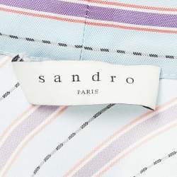 Sandro Blue Striped Sateen Tame Midi Dress M