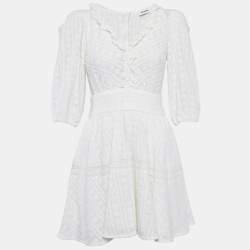 Sandro White Embroidered Cotton Mini Dress XS