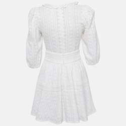 Sandro White Embroidered Cotton Mini Dress XS