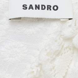 Sandro White Embroidered Cotton Mini Dress XS