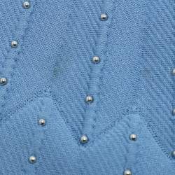 Pre Owned Sandro Blue Knit Embellished Dress S