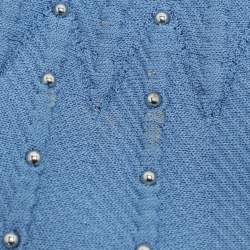 Pre Owned Sandro Blue Knit Embellished Dress S