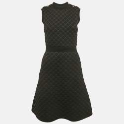 Sandro Black Quilted Knit Sleeveless Mini Dress S
