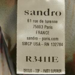 Sandro Pink Printed Silk and Rib Knit Trim Maxi Dress S