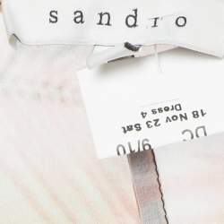 Sandro Pink Printed Silk and Rib Knit Trim Maxi Dress S