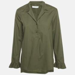 Sandro Olive Green Cotton Long Sleeve Top L
