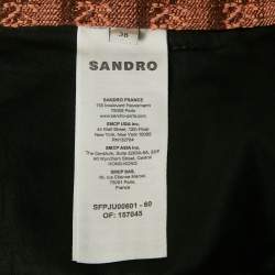  Sandro Salmon Pink Monogram Detail Denim Ruffled Hem Mini Skirt M