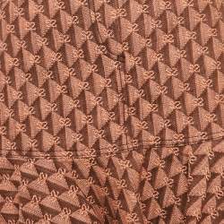  Sandro Salmon Pink Monogram Detail Denim Ruffled Hem Mini Skirt M