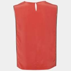 Sandro Red Silk Metal Trim Detail Sleeveless Top L