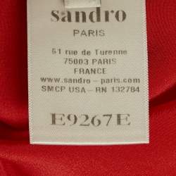 Sandro Red Silk Metal Trim Detail Sleeveless Top L