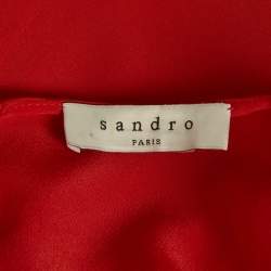 Sandro Red Silk Metal Trim Detail Sleeveless Top L