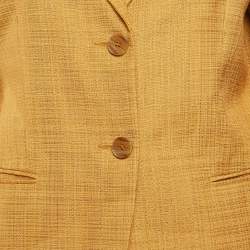 Sandro Mustard Yellow Cotton Blend Single Breasted Blazer M