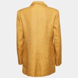 Sandro Mustard Yellow Cotton Blend Single Breasted Blazer M