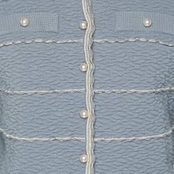 Sandro Blue Textured Stripe Stretch Knit Cardigan and Skirt Set S