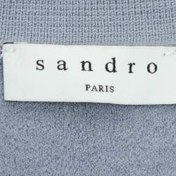 Sandro Blue Textured Stripe Stretch Knit Cardigan and Skirt Set S
