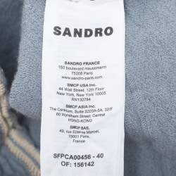 Sandro Blue Textured Stripe Stretch Knit Cardigan and Skirt Set S