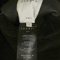 Pre Owned Sandro Black Shearling & Leather Reversible Hooded Jacket S