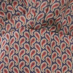 Pre Owned Sandro Navy Blue & Red Paisley Printed Silk High Neck Maxi Dress XS