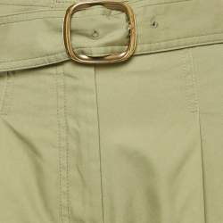 Pre Owned Sandro Sage Green Gabardine Cotton Belted High Rise Trousers M