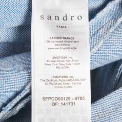 مملوكة مسبقًا Sandro Blue Cotton Gabardine Zip-Up Alma Playsuit M