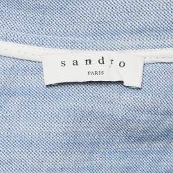 مملوكة مسبقًا Sandro Blue Cotton Gabardine Zip-Up Alma Playsuit M