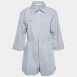 Sandro Blue Cotton Gabardine Zip-Up Alma Playsuit M